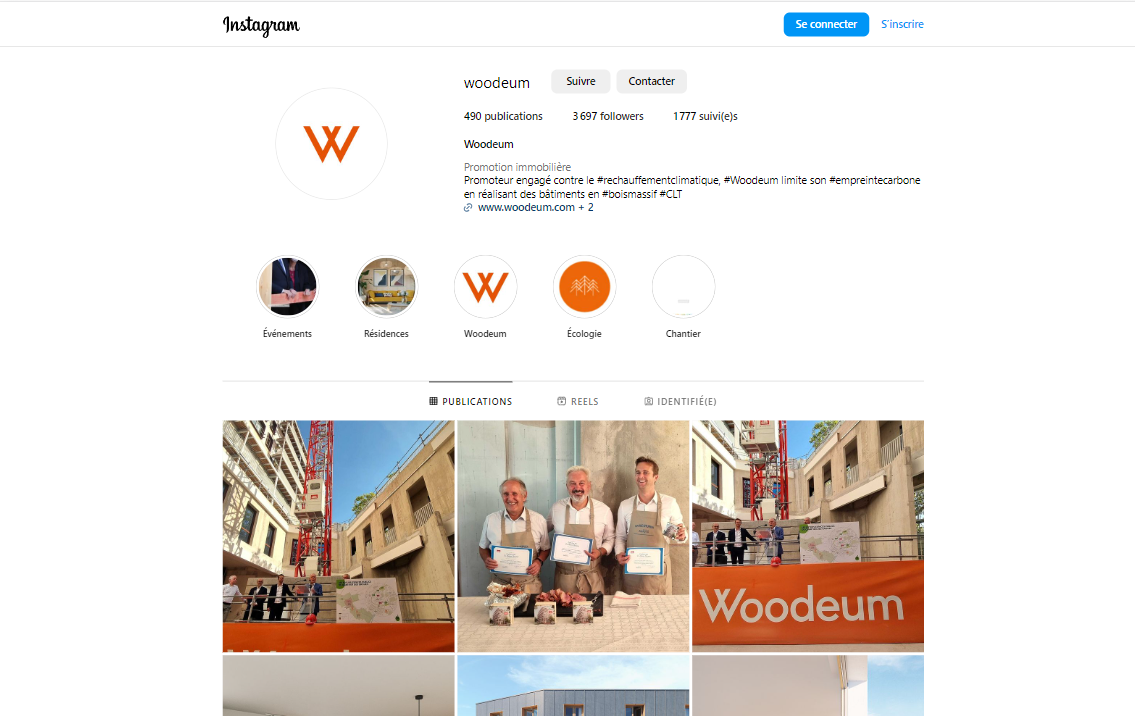 Page instagram de Woodeum