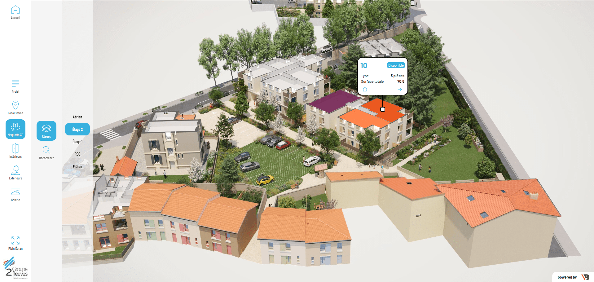 Maquette 3D immobilière représentant l’architecture et l’implantation d’un projet résidentiel


