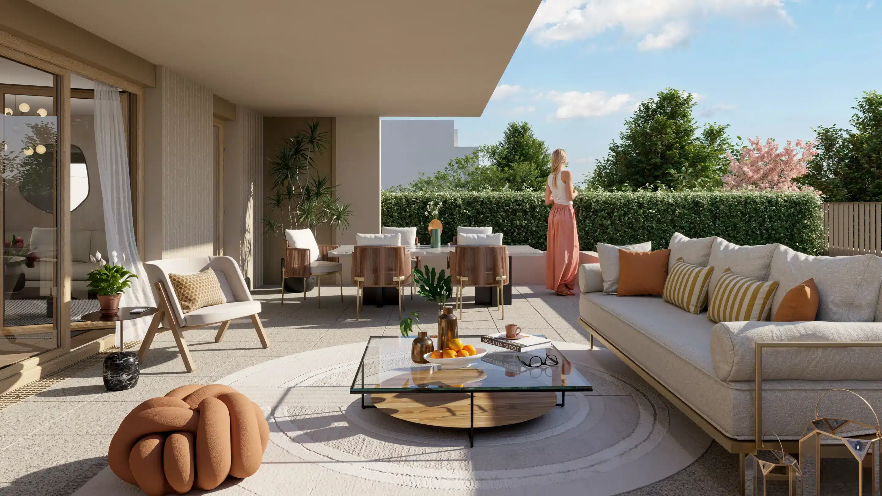 Perspective 3D terrasse programme immobilier