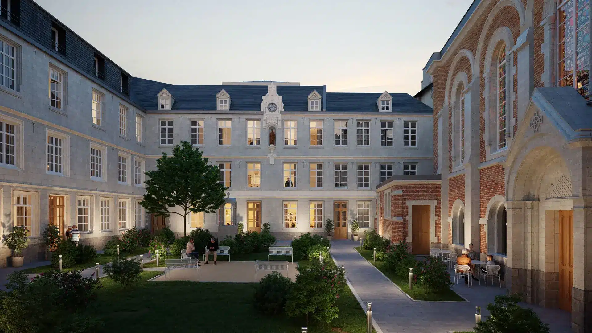 Perspective 3D d'un logement en résidence gérée