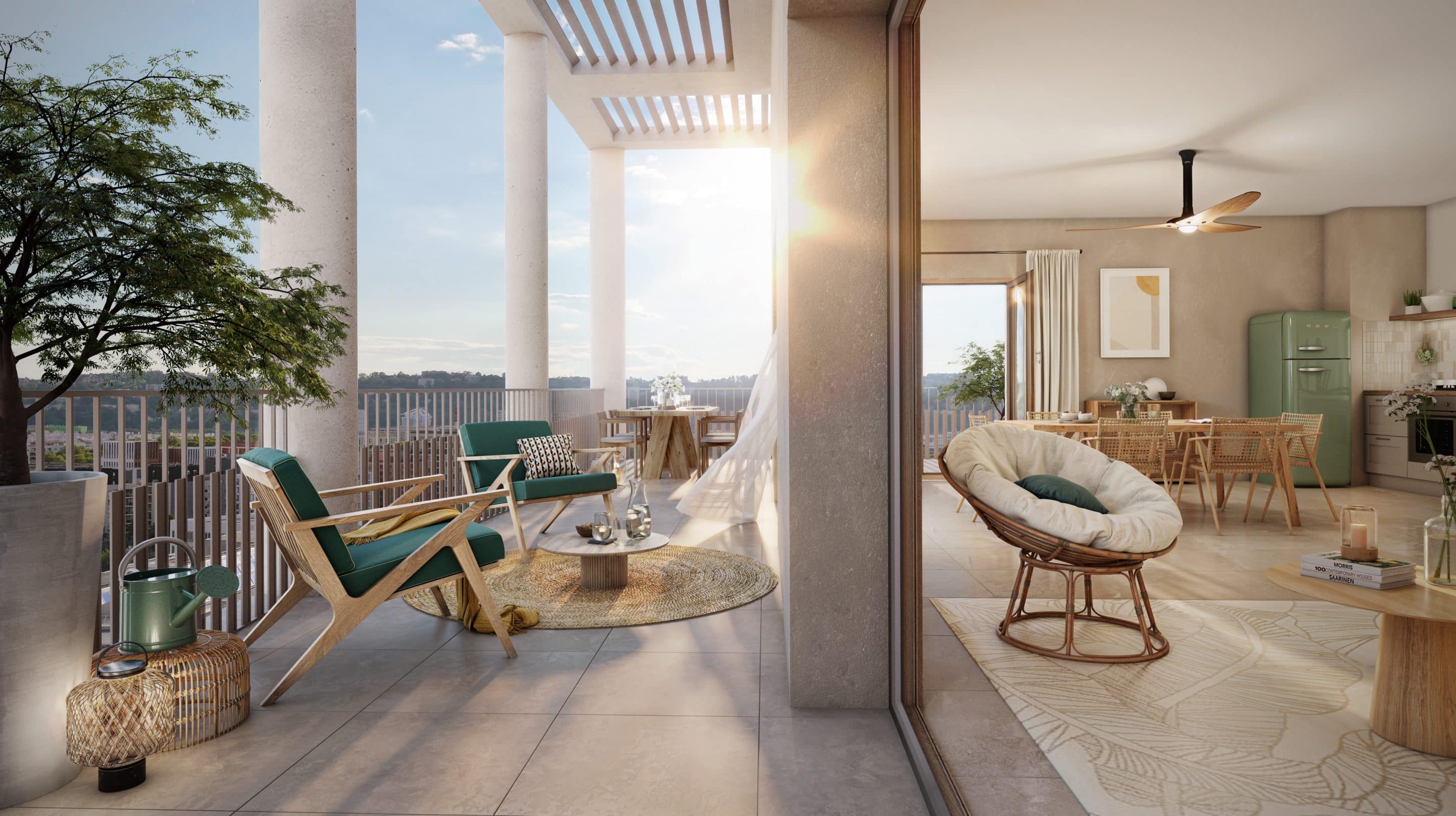 Perspective 3D in out du programme Côté Parc Lyon 7 pour Bouygues Immobilier