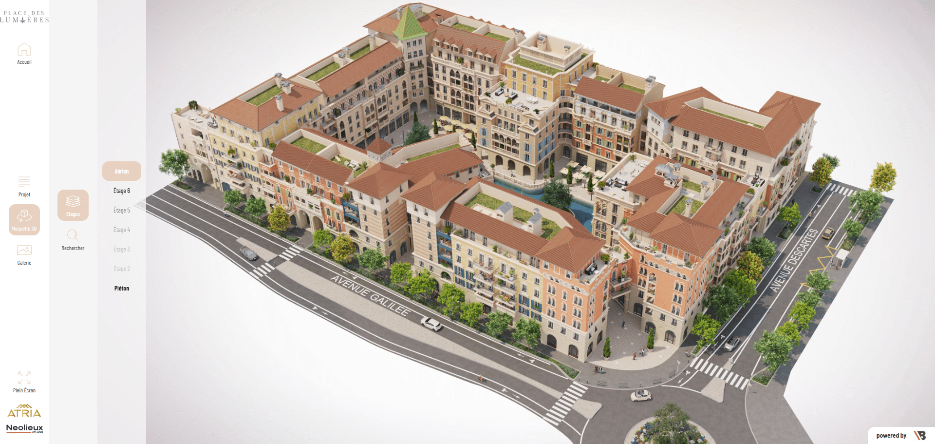 Maquette 3D orbitale immobilier du programme Place des Lumières au Plessis-Robinson